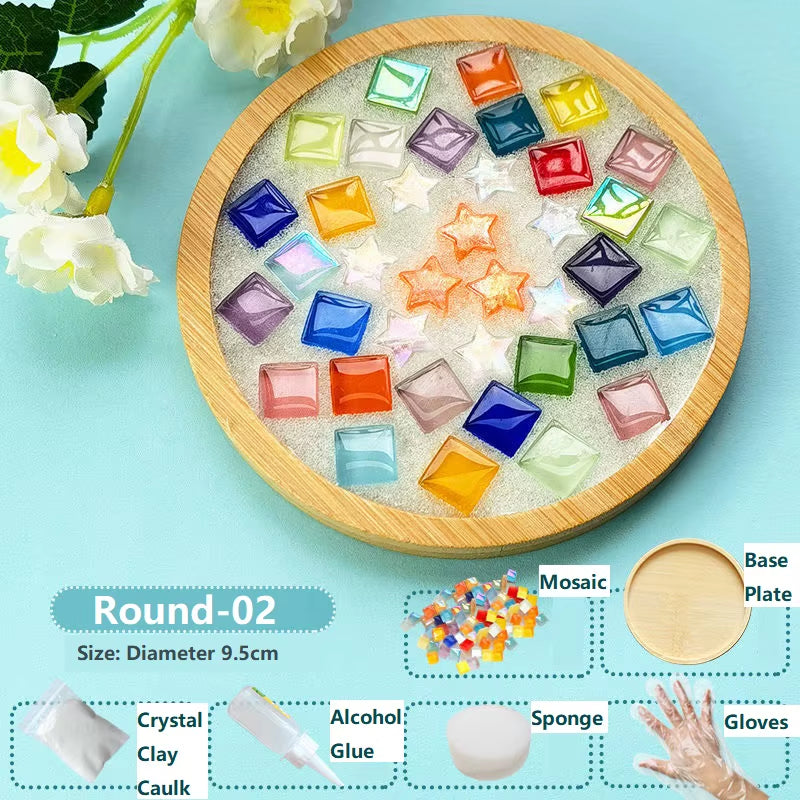 Creative DIY Mosaic Coaster Handmade Material Bamboo Tableware Mat Tray Children DIY Toy Craft Kit for Cup Mat Placemat Kid Gift