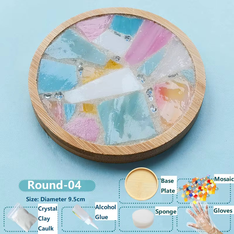 Creative DIY Mosaic Coaster Handmade Material Bamboo Tableware Mat Tray Children DIY Toy Craft Kit for Cup Mat Placemat Kid Gift