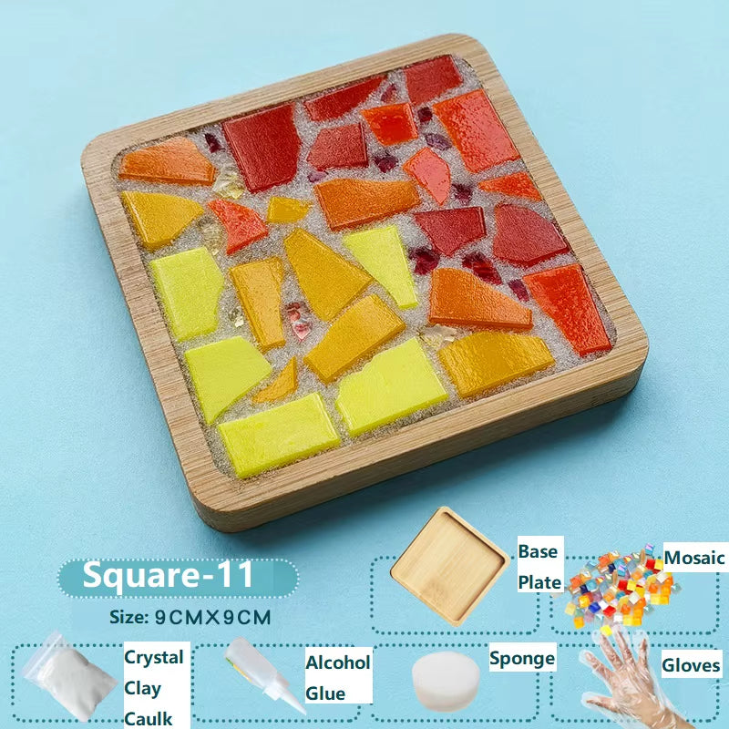 Creative DIY Mosaic Coaster Handmade Material Bamboo Tableware Mat Tray Children DIY Toy Craft Kit for Cup Mat Placemat Kid Gift