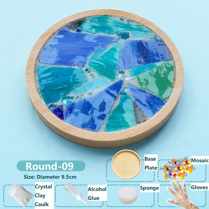 Creative DIY Mosaic Coaster Handmade Material Bamboo Tableware Mat Tray Children DIY Toy Craft Kit for Cup Mat Placemat Kid Gift